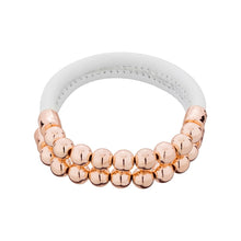Load image into Gallery viewer, White leather bracelet with rose gold beads
