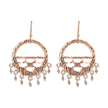 Load image into Gallery viewer, Fashion rose gold earrings hammered circle with crystal drop earring
