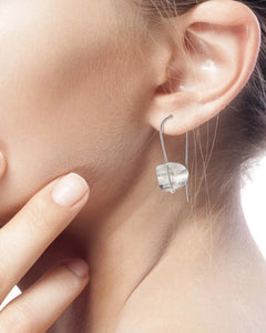 Silver Brushed Drop Earrings - CONCAVE