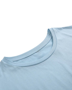 Sky blue asymmetric tshirt collar