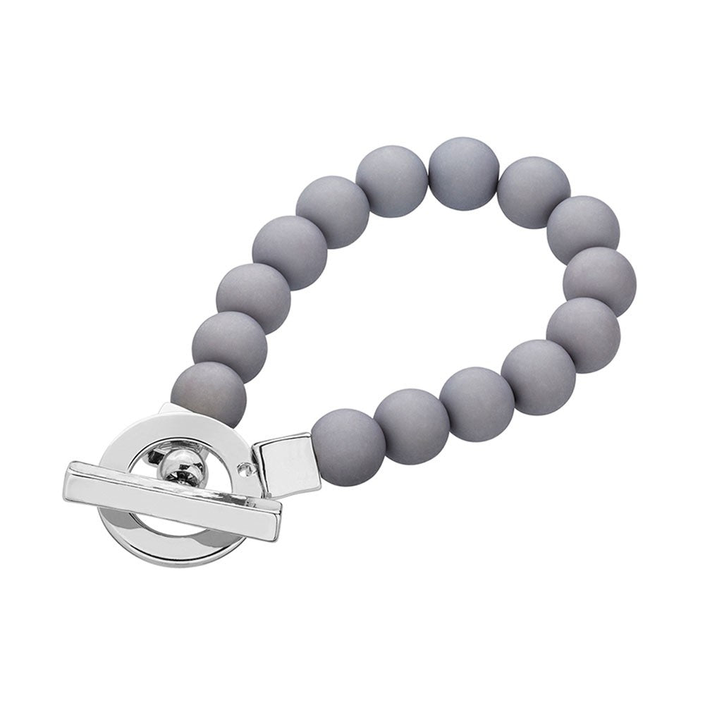 Fashion bracelet with T clasp and grey balls