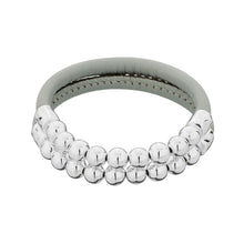Load image into Gallery viewer, SILVER BALL LEATHER BRACELET - Light Grey

