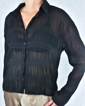 Load image into Gallery viewer, Parenza Charlie chiffon black blouse slightly sheer textured material

