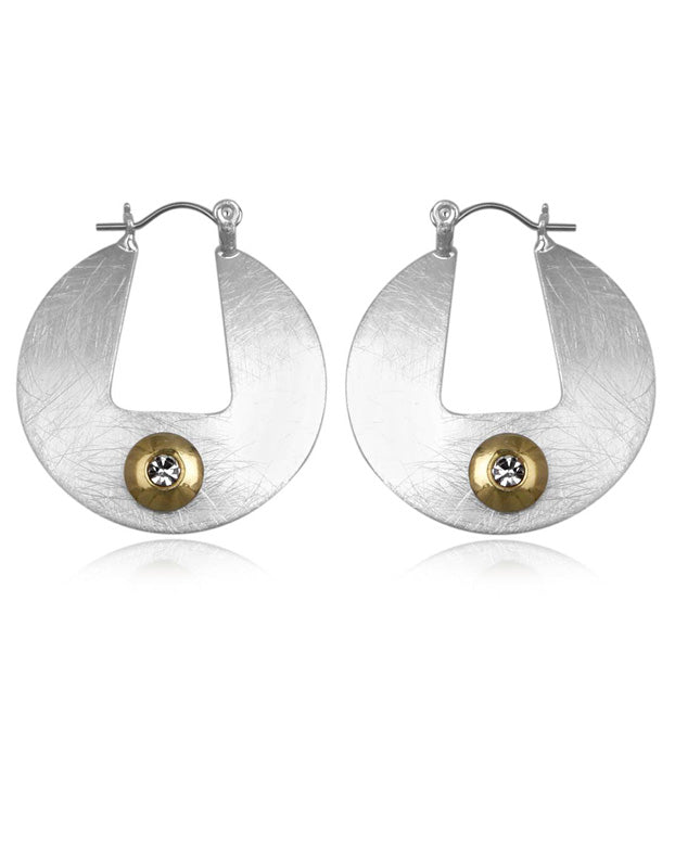 Silver Circle Hoop Earrings - CRYSTAL