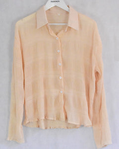Parenza Charlie chiffon blouse cream front view textured material
