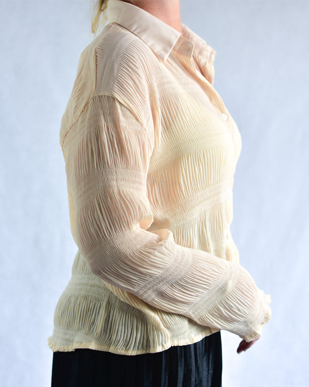 Parenza Charlie chiffon cream blouse slightly sheer textured material