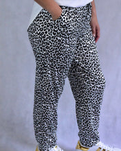 Load image into Gallery viewer, side angle white leopard print joggers
