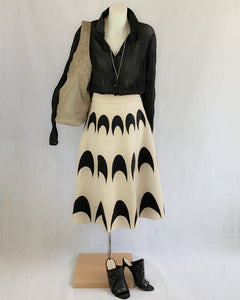 SOFIA Geometric Panelled Skirt - Cream & Black
