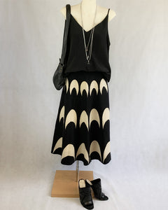 SOFIA Geometric Panelled Skirt - Black & Cream