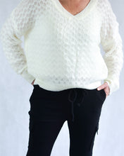 Load image into Gallery viewer, Parenza Coco light v neck jumper in white 
