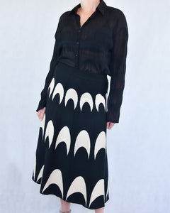 SOFIA Geometric Panelled Skirt - Black & Cream